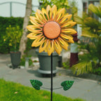 CIM Doppelwindrad Petite Sunflower Ø40cm x 160cm Gartendeko Sonnenblume Metall