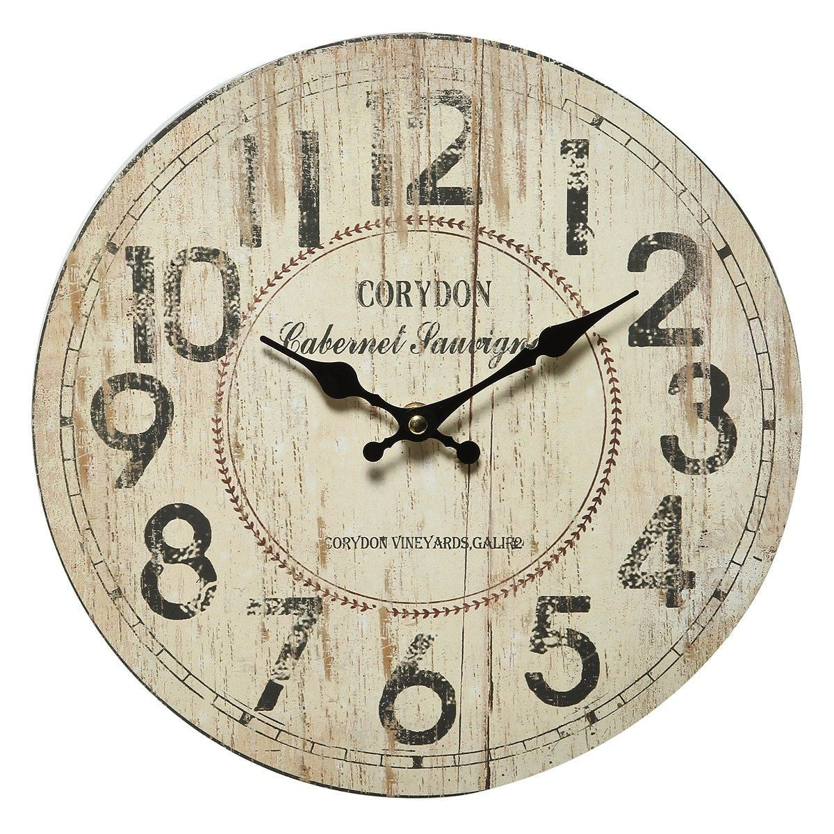 Corydon Cabernet Sauvignon Wanduhr 28cm MDF Vintage Look Neu