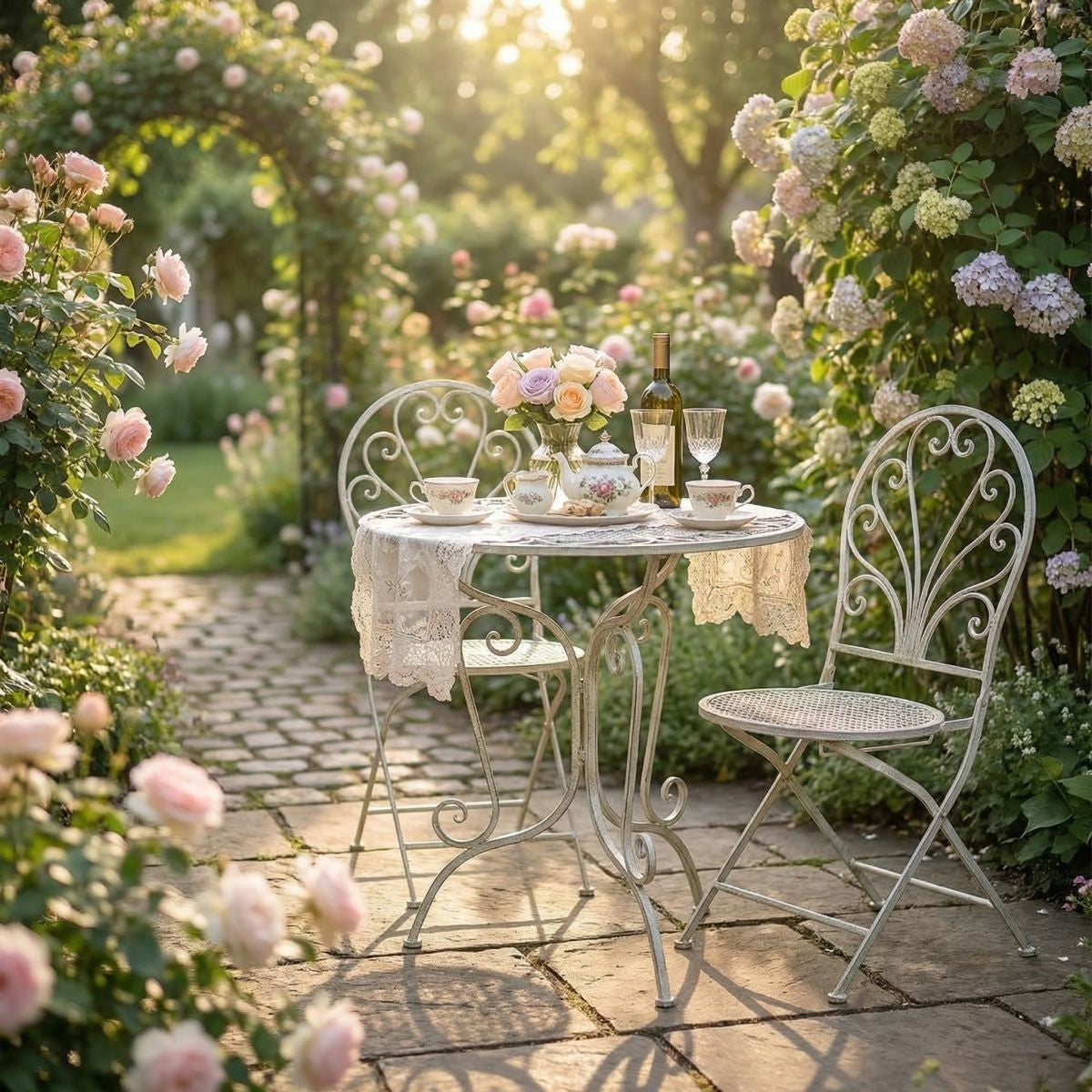 ✨ Gartentisch mit 2 Stühlen 3tlg Bistro Set Schmiedeeisen Gartenmöbel Vintage