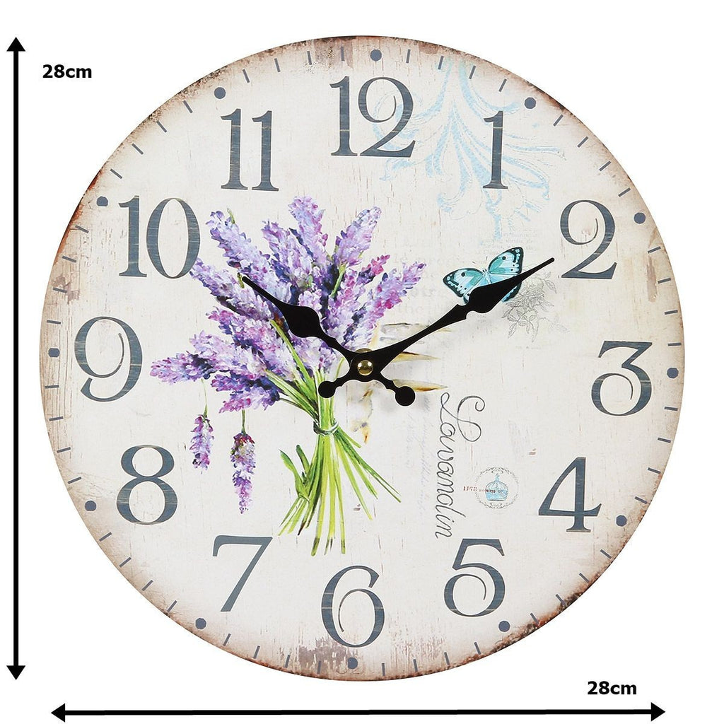 Wanduhr LAVENDEL Küchenuhr NOSTALGIE Provence Vintage ø28cm Wanddeko FlurUHR