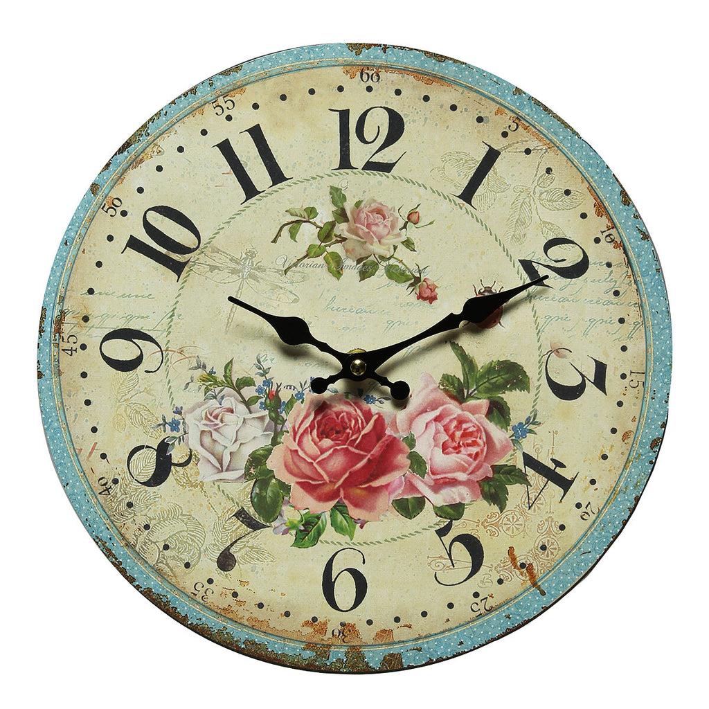 Wanduhr Rosen Rosenmotiv, Rosenuhr im Landhaus Stil 28 cm Wanddeko Auswahl
