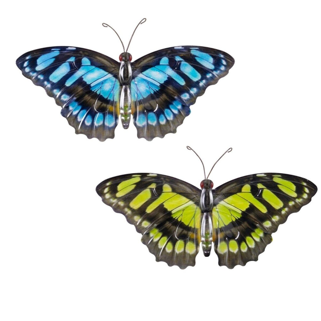 CIM Metall Wanddeko Schmetterling 2er-Set Green/BlueTiger Wandbild Geschenk Deko
