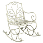 Romantischer Schaukelstuhl Metall Antikweiß Landhaus Garten Terrasse Vintage