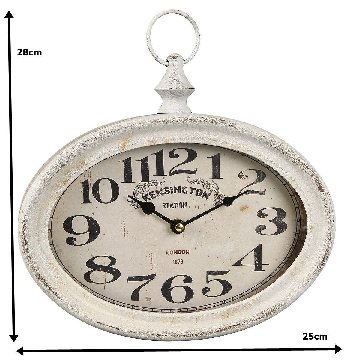 Vintage Wanduhr Metall Antikweiß 2 Größen Landhaus Shabby Chic Uhr Kensington