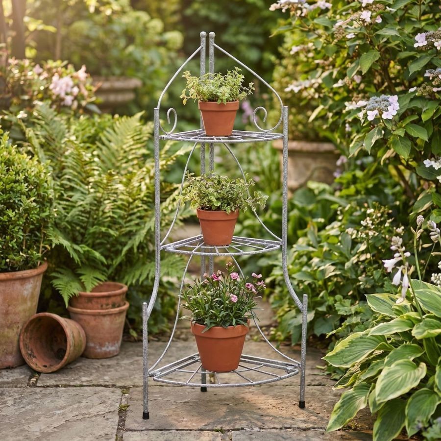Nostalgisches Eckregal Metall 65cm Landhaus Regal f.Küche,Bad,Flur Blumenständer