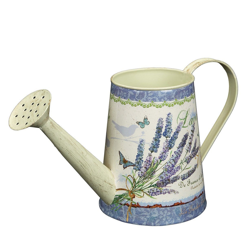 Gießkanne dekorativ Lavendel-Design  Krug Metall  Nostalgie Kanne