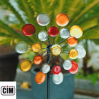 CIM Doppelwindrad Windräder Windspiel Garten Metall bunt Gartenstecker Design