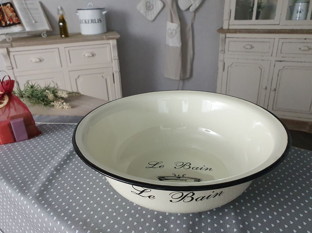 Nostalgische Badezimmer Deko Waschtisch Waschschüssel Emaile Landhaus Vintage