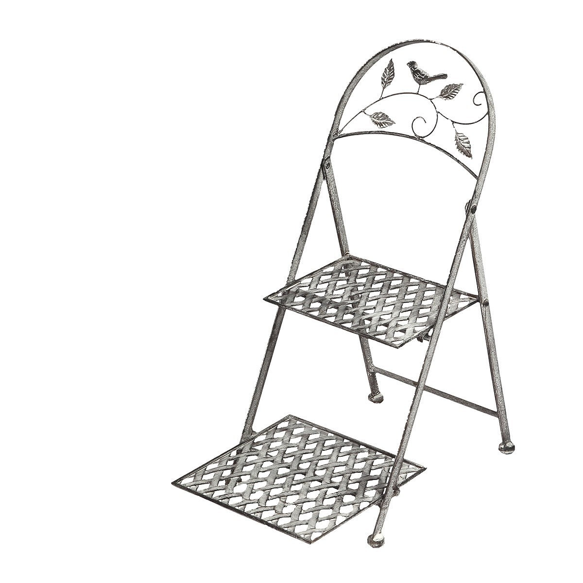BLUMENTREPPE Gartentisch Blumenständer antikgrau BEISTELLTISCH  Metall 70cm Neu