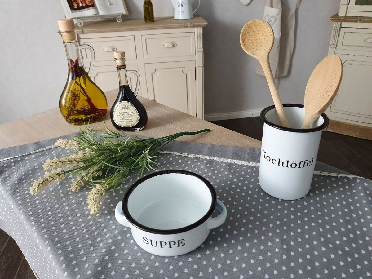 Emaille Suppenschale 14cm  emailliert Behälter für Suppe Suppentopf Geschenkidee