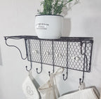 Wandregal Draht Eisen Nostalgie Landhaus Garderobe 5 Haken Hutablage Regal Deko