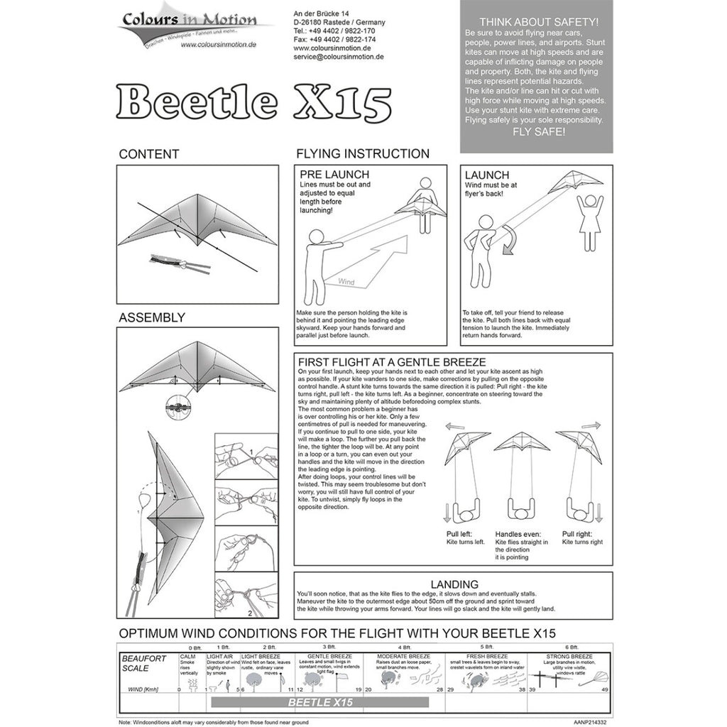 CIM Lenkdrachen BEETLE-X 15 Sunrise Drachen 150cm x 83cm inkl. Gurtschlaufen