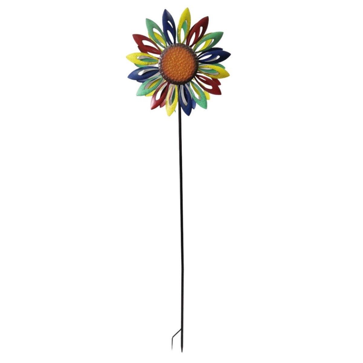 CIM Doppelwindrad Petite Rainbow Flower Ø40cm x 160cm Gartendeko Blume Metall