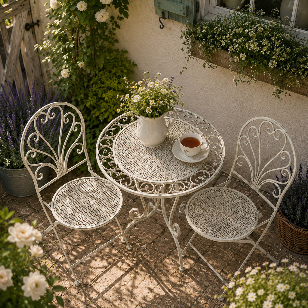 ✨ Gartentisch mit 2 Stühlen 3tlg Bistro Set Schmiedeeisen Gartenmöbel Vintage