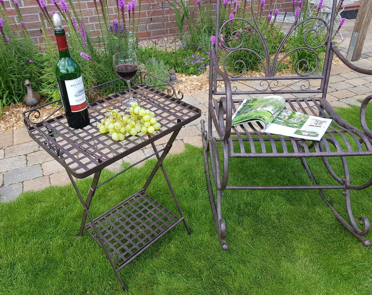 Gartentisch Blumenständer antikbraun Blumentisch BEISTELLTISCH klappbar Metall
