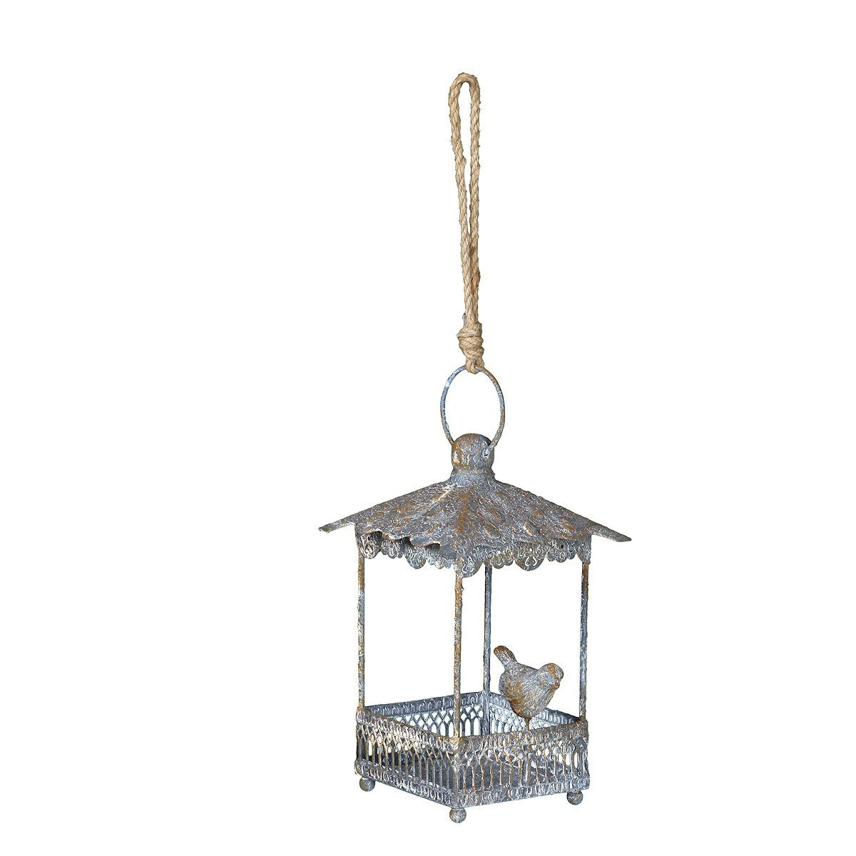 Vogeltränke Vogelbad Futterstelle zum Hängen, Herz Shabby Chic Metall Gartendeko