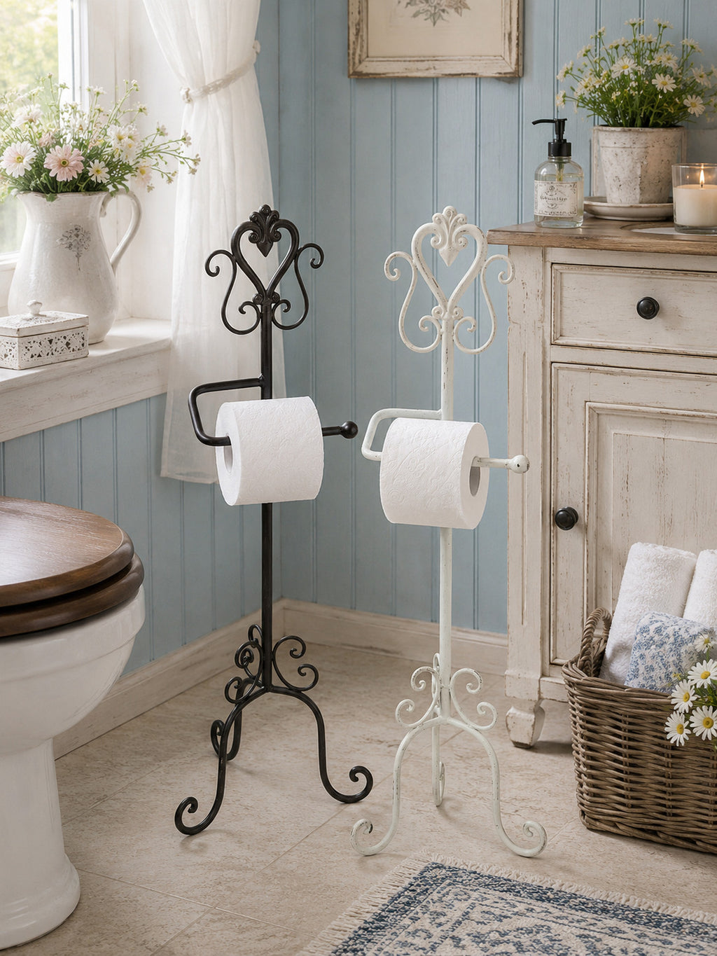Toilettenpapierhalter Schmiedeeisen Antik Landhaus WC Bad Klopapierhalter Deko