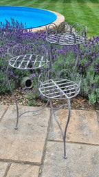 Gartentisch Blumenständer antikgrau Blumentisch BEISTELLTISCH  Metall 70cm H