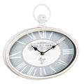 CAFE DE LA TOUR🕰️ Wanduhr Oval Antikweiß Metall Landhaus Vintage Shabby Chic