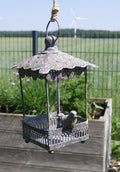 Vogeltränke Vogelbad Futterstelle zum Hängen, Herz Shabby Chic Metall Gartendeko