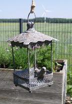 Vogeltränke Vogelbad Futterstelle zum Hängen, Herz Shabby Chic Metall Gartendeko