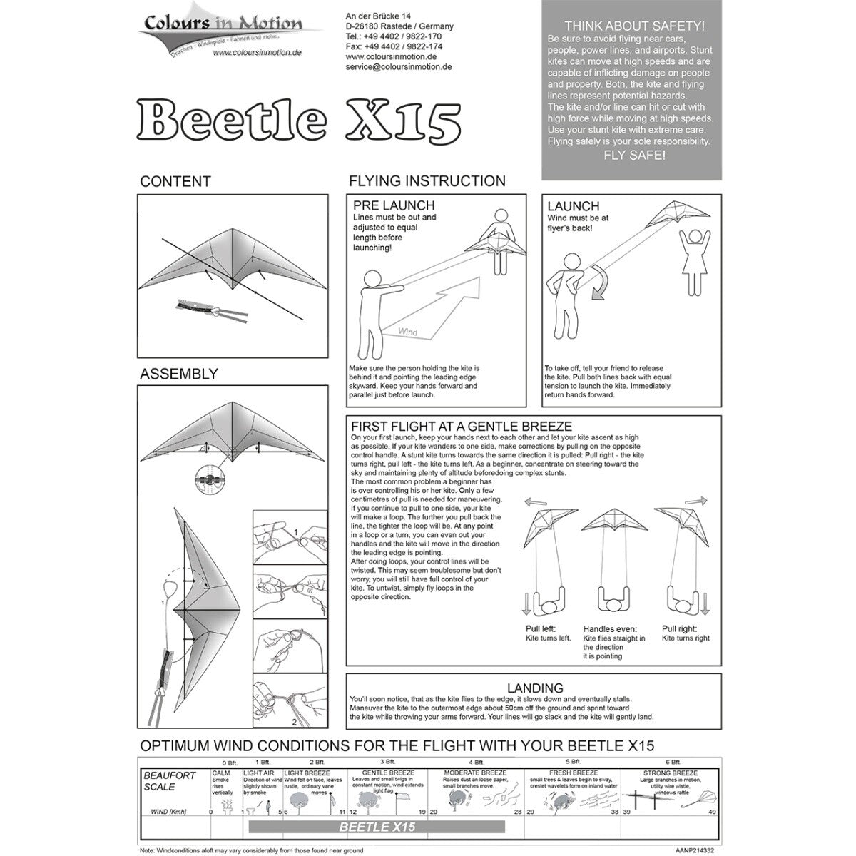 CIM Lenkdrachen BEETLE-X 15 Sunset Drachen 150cm x 83cm inkl. Gurtschlaufen