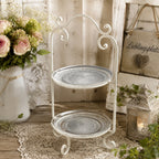 2-stöckige ETAGERE Kuchenetagere Schmiedeeisen Vintage Landhaus 53 cm Geschenk