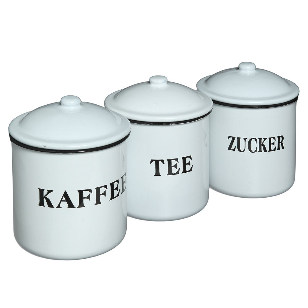 Emaille Vorratsdosen 16cm  emailliert Deko Behälter für Tee Kaffee Zucker rustik