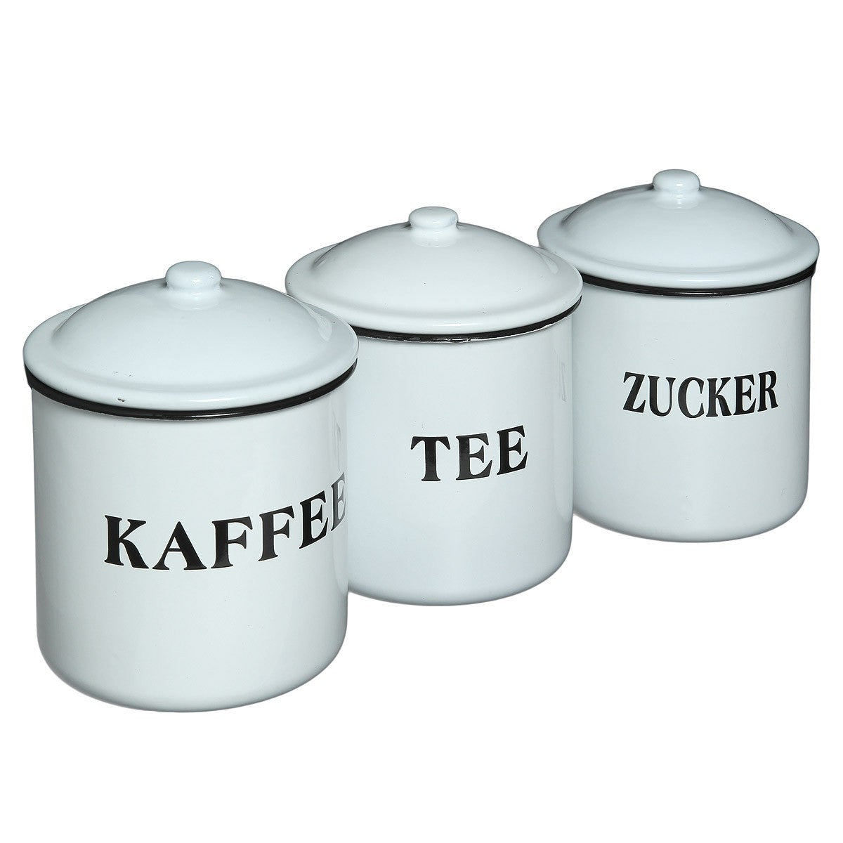 Emaille Vorratsdosen 16cm  emailliert Deko Behälter für Tee Kaffee Zucker rustik
