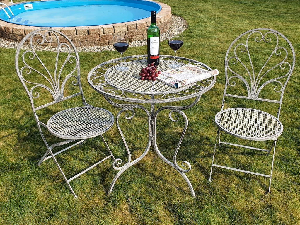 ✨ Gartentisch mit 2 Stühlen 3tlg Bistro Set Schmiedeeisen Gartenmöbel Vintage