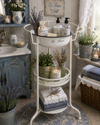 Waschtisch Waschschüssel mit Stand, Emailleschüssel Pflanzständer Shabby Vintage