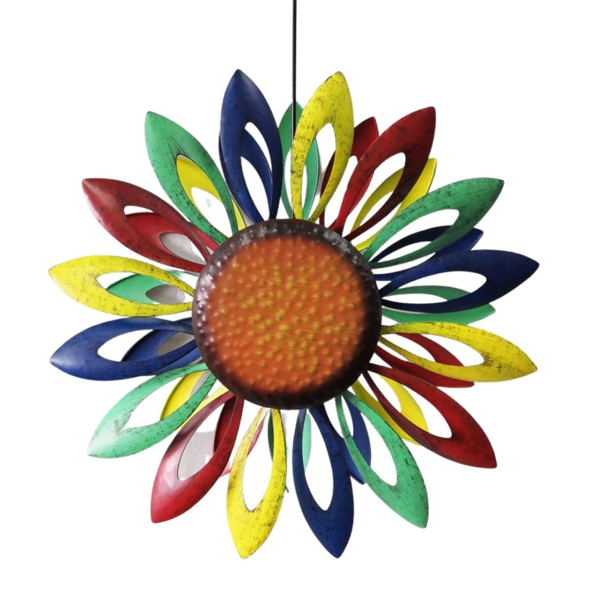 CIM Doppelwindrad Hängend Rainbow Flower Ø40cm x 60cm Gartendeko Blume Metall
