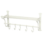Wandgarderobe Antikweiß Eisen Landhausstil Vintage mit 5 Haken Regal Geschenkide