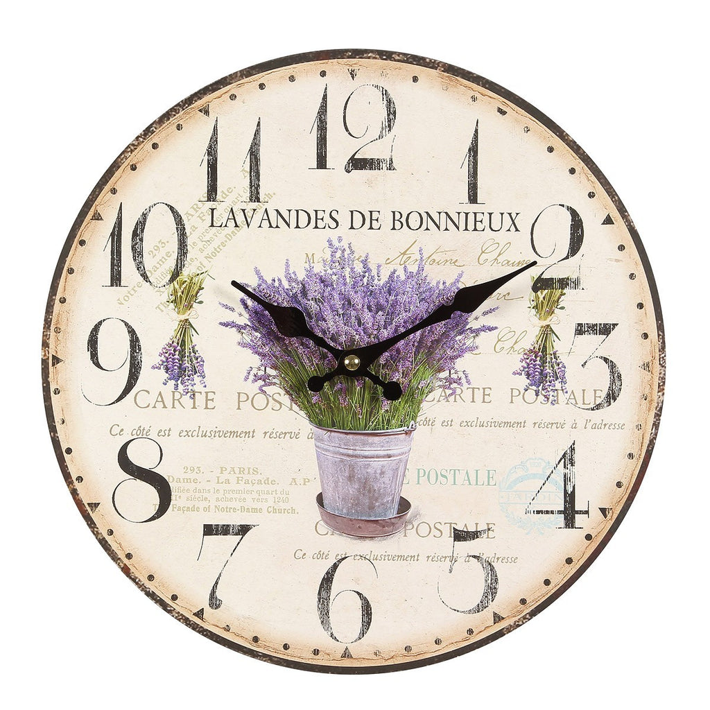 Wanduhr LAVENDEL Küchenuhr NOSTALGIE Provence Vintage ø28cm Wanddeko FlurUHR