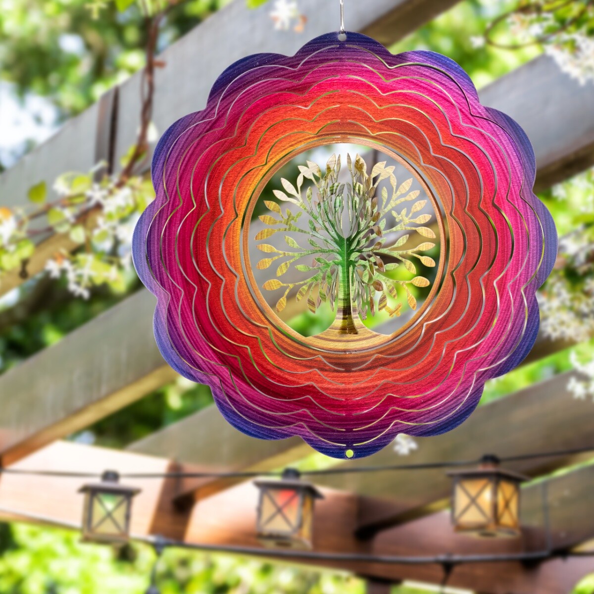 CIM Edelstahl Windspiel Rainbow 3D Tree Ø25cm Haus und Garten Deko In/Outdoor