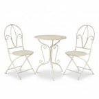 3tlg Tisch & 2 Stühle, Bistro Set Sitzgruppe Metall Landhausstil Garten Balkon