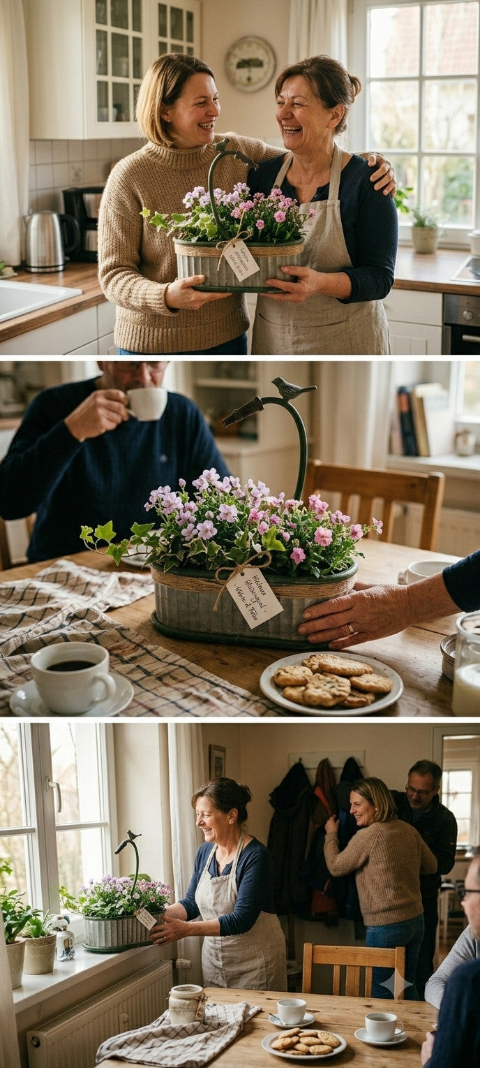 Vintage Metall Pflanzgefäß im Shabby Chic & Landhausstil -Wasserhahn Blumentopf