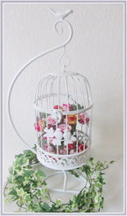 Vogelkäfig Vintage Deko  weiß Metall Dekokäfig  f.Blumendeko hängend Stände