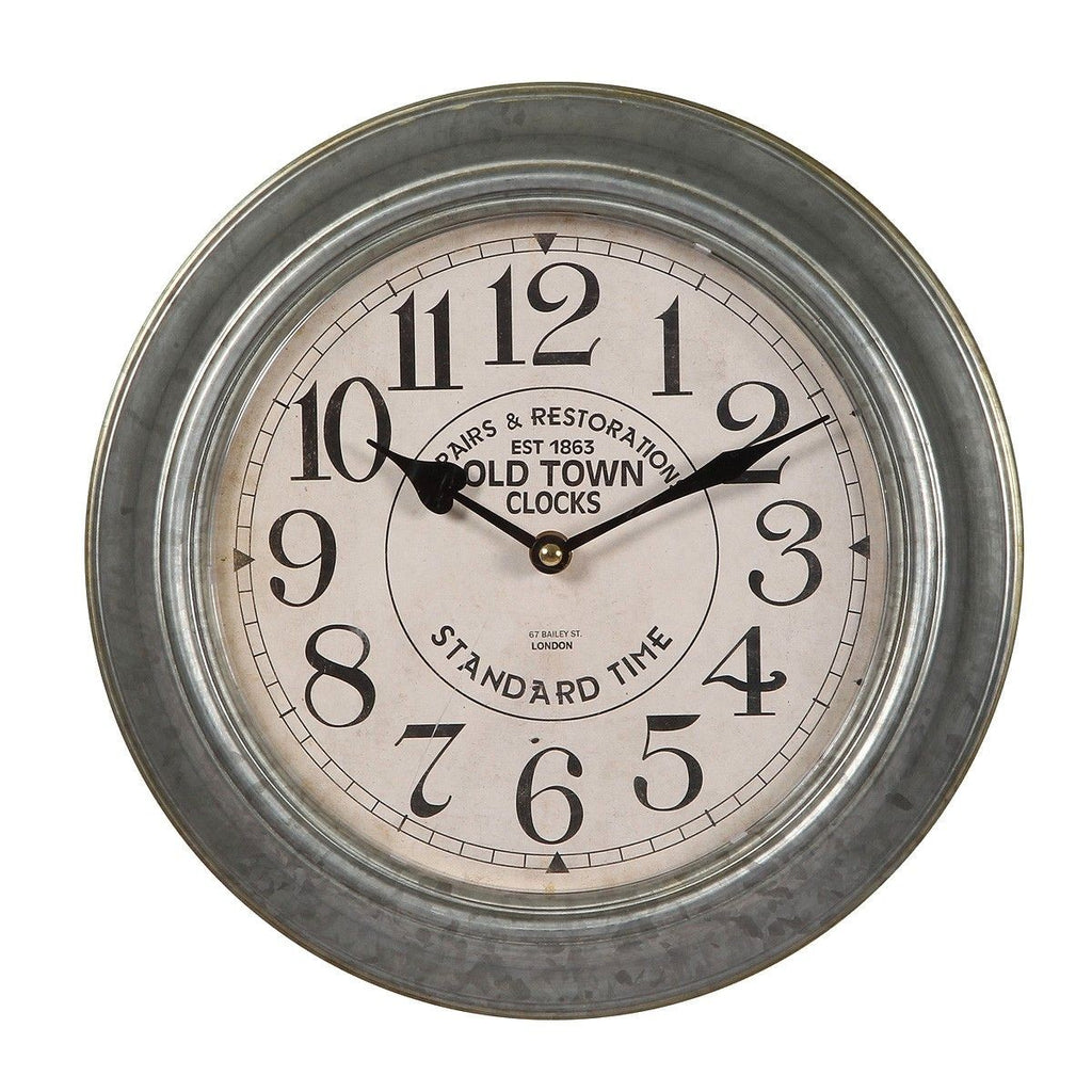 OLD TOWN Wanduhr Metall Glas 30cm Landhaus Vintage Antik Look Neu