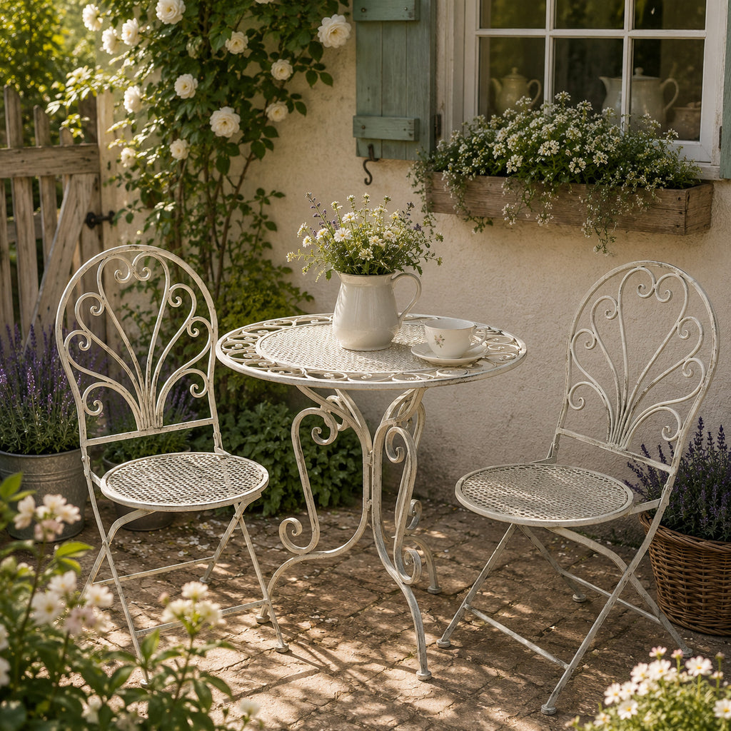 ✨ Gartentisch mit 2 Stühlen 3tlg Bistro Set Schmiedeeisen Gartenmöbel Vintage