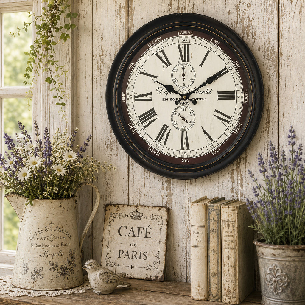 Wanduhr DUPONT &M Metall Vintage Shabby Nostalgisch Wohnzimmeruhr  ø 40cm