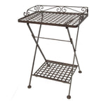 🌿 Beistelltisch Metall Vintage Landhausstil grau Shabby Chic Pflanztisch hochwe
