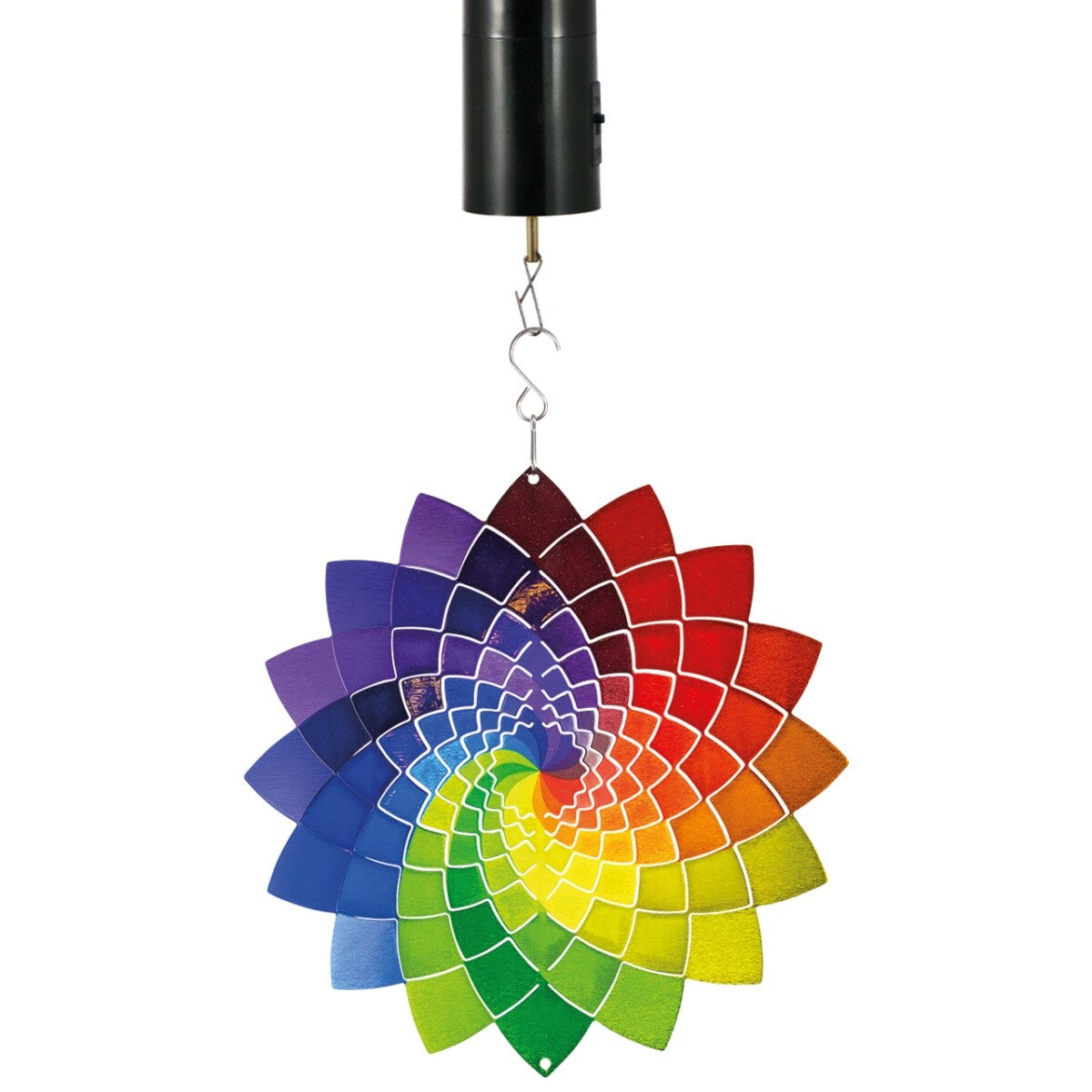 CIM Windspiel mit Batteriemotor Rainbow Star Ø25cm Windmobile Metall Garten Deko